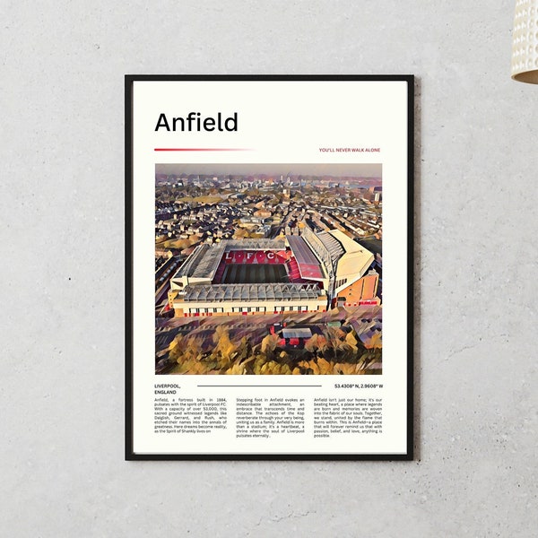 Liverpool FC Anfield Stadium Print | Football Art | Digital Oil Painting