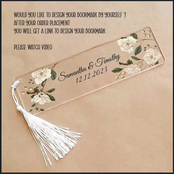 Custom Clear Acrylic Bookmark - Customized Gift for Book Lovers - Clear Acrylic Bookmark with Personalized Engraving - Wedding Favors