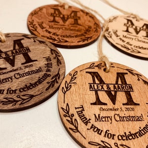 Ornaments Bulk Custom Christmas Custom wedding ornament, Bridal shower ornaments, Wedding gift, Wood favors for wedding, Christmas ornament image 7