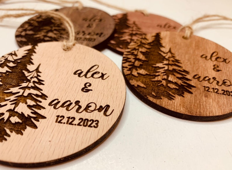 Ornaments Bulk Custom Christmas Custom wedding ornament, Bridal shower ornaments, Wedding gift, Wood favors for wedding, Christmas ornament image 9