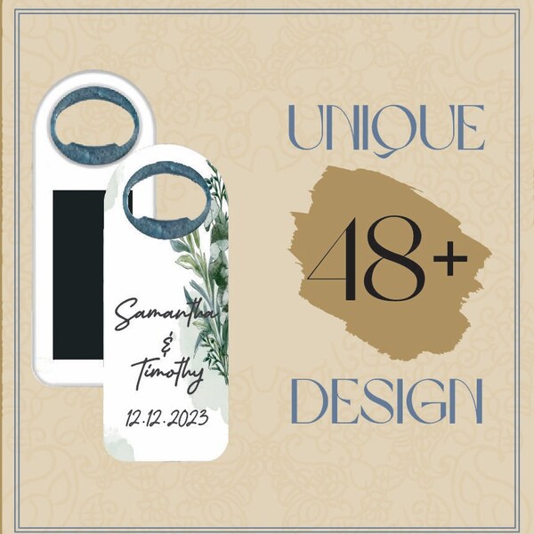 50 Pcs Customizable Wedding Favor For Guests, Personalized Wedding Gift,Magnetic Bottle Opener,Save The Date, Custom Cap Opener,Wedding Gift