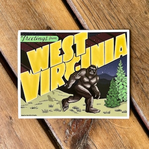 West Virginia Vinyl Sticker Bigfoot, weatherproof, durable and glossy decal