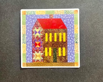 Saltbox House Quilt Sticker