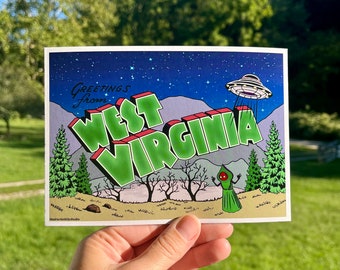 Flatwoods Monster du comté de Braxton Virginie-Occidentale 5 par 7 en cartes postales dans un pack de cinq