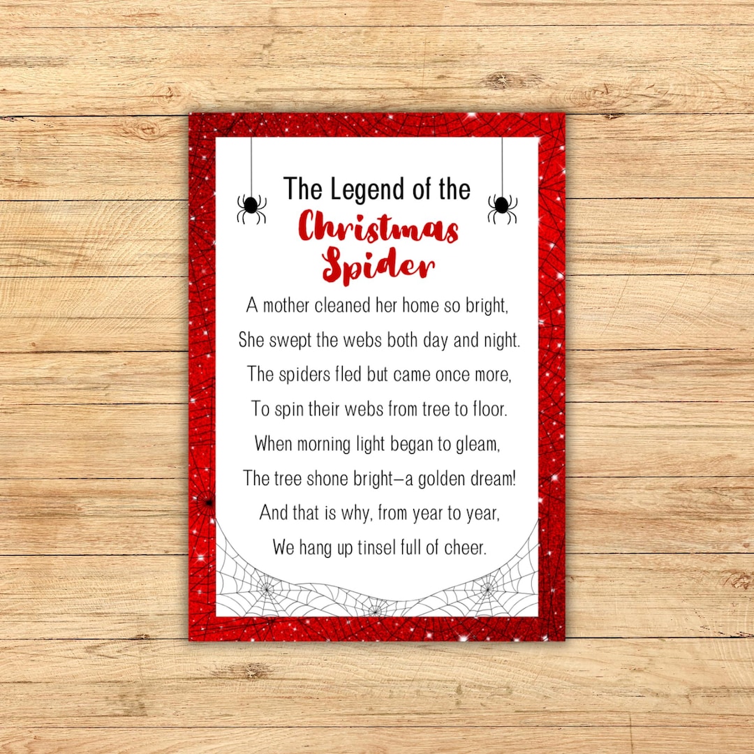 The Legend of the Christmas Spider Printable Tag, Christmas Spider