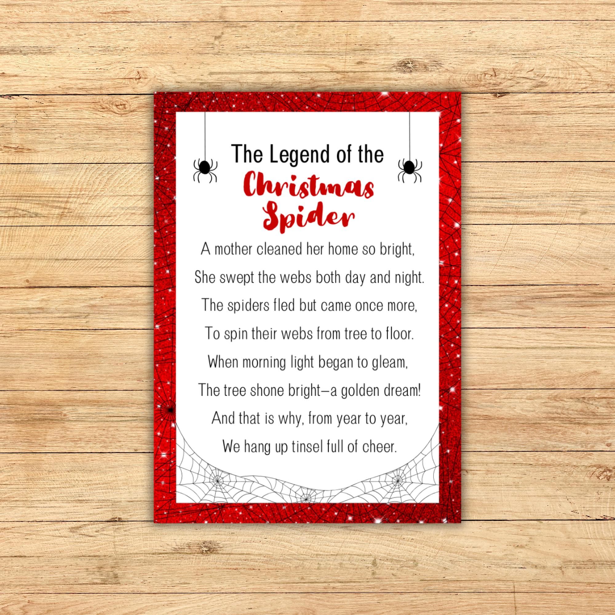 the legend of the christmas spider card printable - etsy