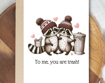 Funny Raccoon Valentines Day Card, To Me You are Trash Anniversary Card, Printable Galentines Card, Last Minute, Valentine for Friend
