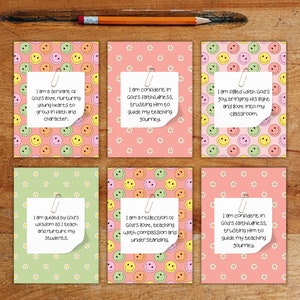 Christian Motivation Cards for Teachers, Printable Teacher Affirmation Cards, Teacher Appreciation Week Printable Gift, Teacher Prayer Cards