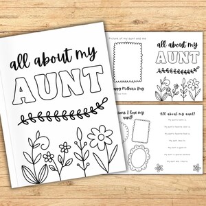 Muttertagsgeschenk für Tante zum Ausdrucken, Muttertags-Buch für Kinder, druckbare Malkarte für Tante, beste Tante aller Zeiten