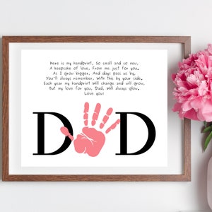 Pintura con los dedos Arte Día del Padre Imprimible, Actividad de arte para niños DIY para papá, Poema de arte con huellas de manos del Día del Padre, Regalo de último minuto para papá