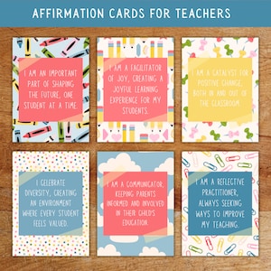 Druckbare Lehrer Affirmationskarten, Last-Minute Geschenke für Lehrer, positive Worte der Ermutigung Karten für Lehrer, Selbstliebe