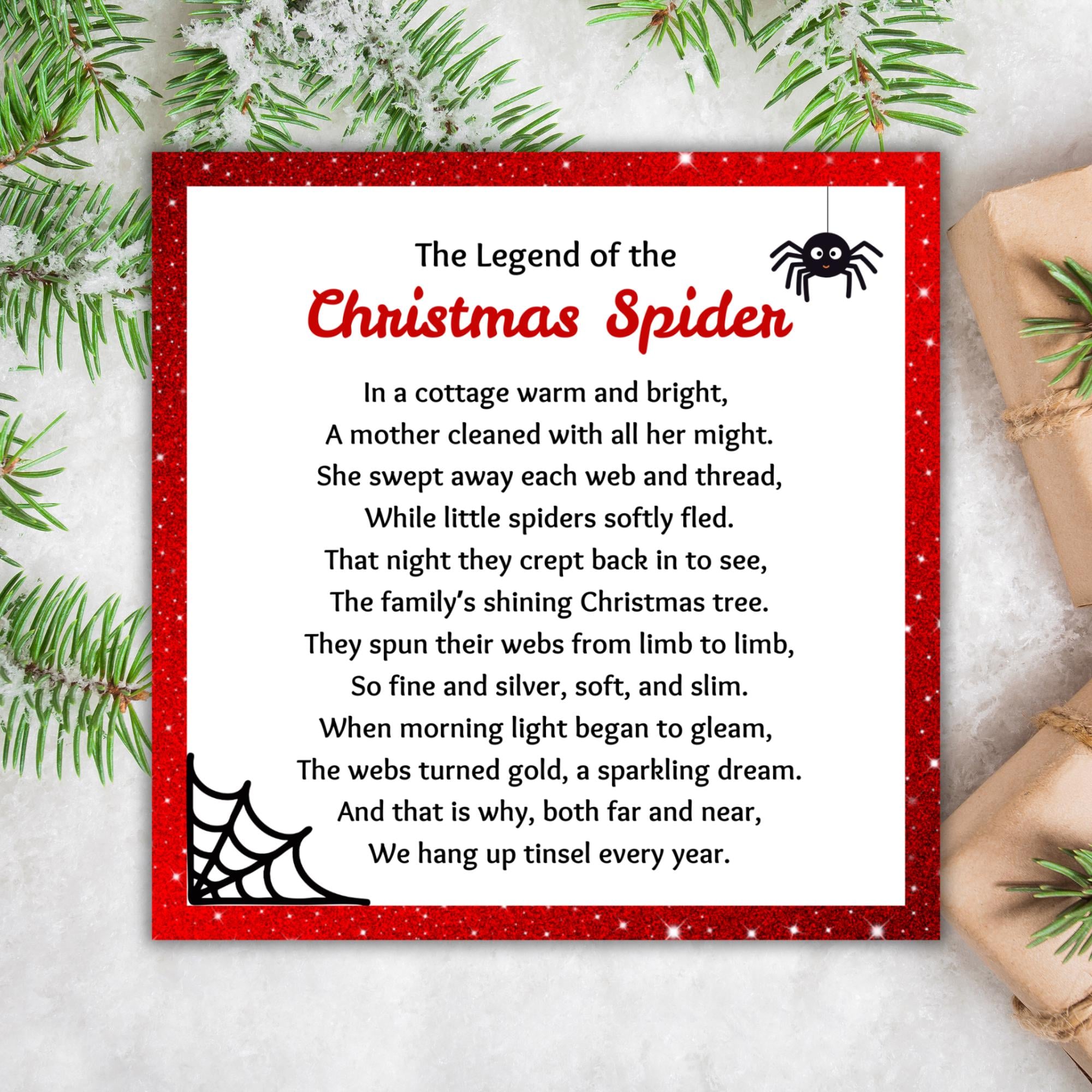 the legend of the christmas spider printable tag, christmas spider