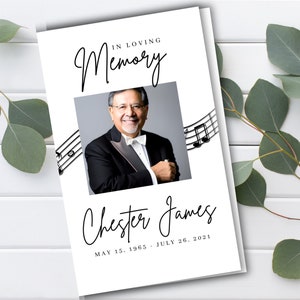 Music Note Funeral Program Template: Editable Memorial Service (Digital Download)
