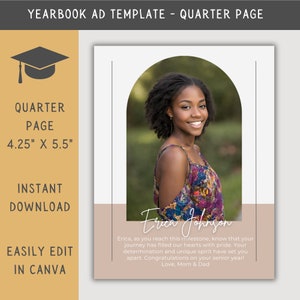 Senior Yearbook Ad Template: Quarter Page Photo Collage Tribute (Digital Download)