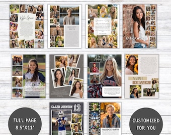 Angepasste High School Senior Jahrbuch-Anzeigenvorlage, ganzseitiges Jahrbuch-Anzeigenlayout, Abschluss-Tribut, personalisierte Fotocollage-Schulanzeige