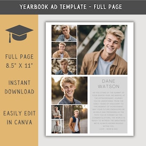 Senior Yearbook Ad Template: Full Page Photo Collage (Digital Download)