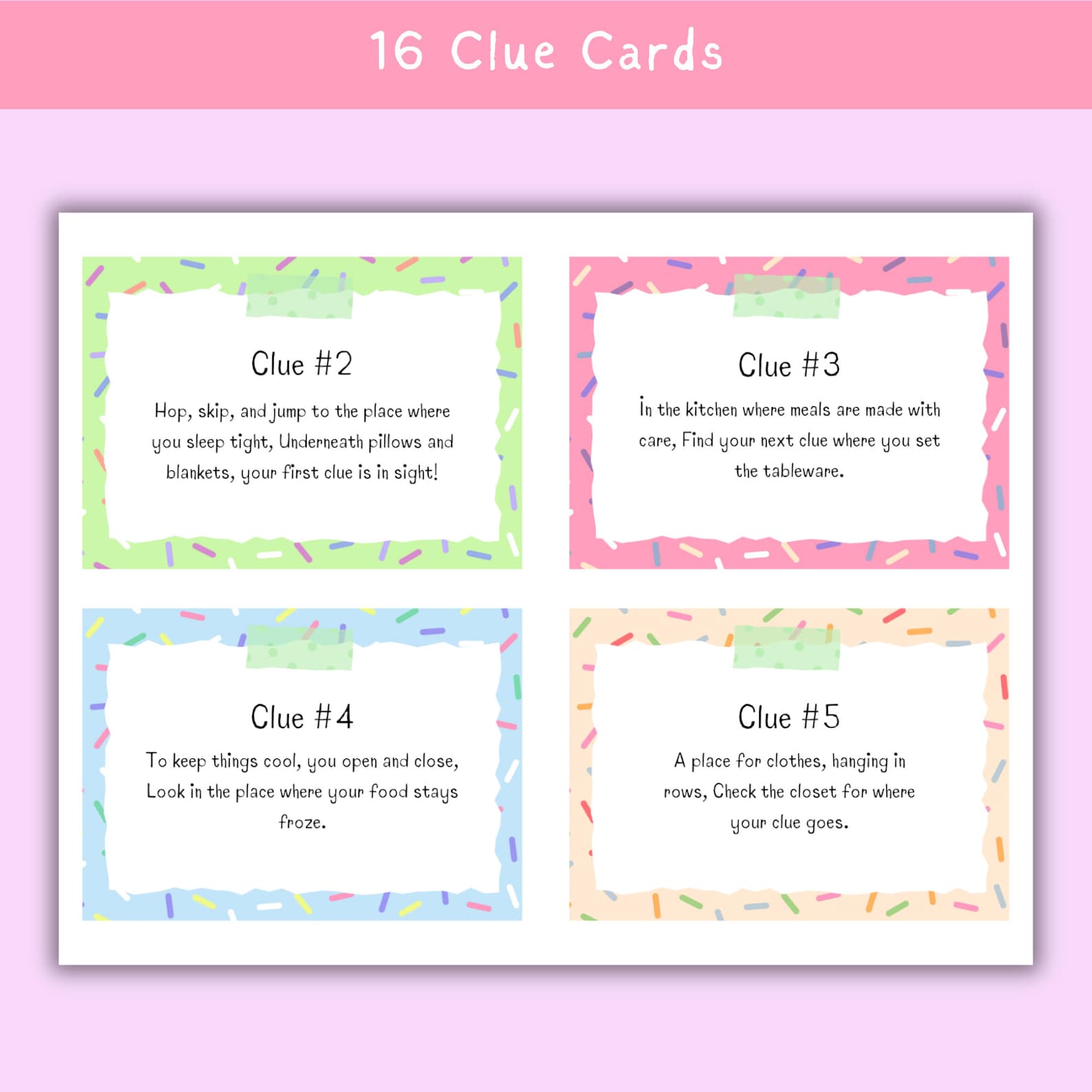 Indoor Treasure Hunt Clues Printable Birthday Game, Scavenger Hunt for ...