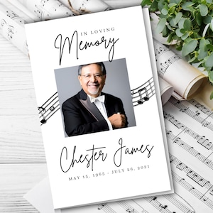 Music Note Funeral Program Template, Printable Musical Memorial Service ...