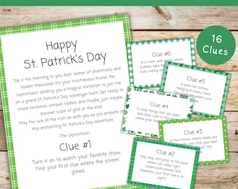 St. Patrick's Day Scavenger Hunt Clues for Kids (Printable)
