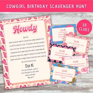 Disko Cowgirl Geburtstags-Schnitzeljagd für Teens (Printable)