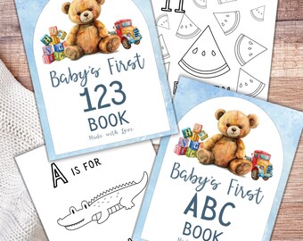 Libro da colorare Watercolor ABC 123: Libro degli ospiti per baby shower (PDF)