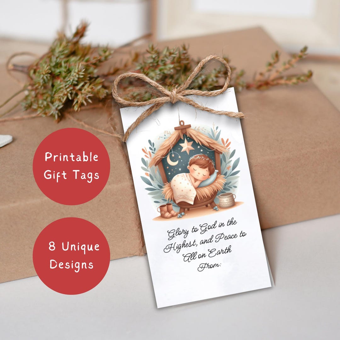 Christian Printable Christmas Gift Tags Religious, Nativity Holiday ...