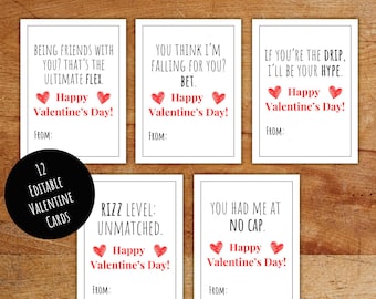 Printable Gen Z Valentines Day Cards, Teen Slang Valentine Cards, Funny Printable Classroom Valentines School, Valentine Cards for Boys