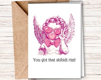 Printable Gen Z Slang Valentine Card, Funny Slang Greeting Card, Valentine Card for Teenager, Skibidi Rizz Pun Card, Gift for Teen