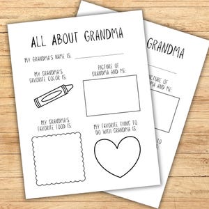 Cuestionario "Todo sobre mi abuela", tarjeta imprimible para el Día de la Madre, regalo de último minuto para la abuela.