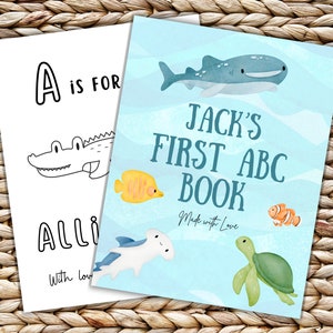 Personalized Baby ABC Ocean Coloring Book: Baby Shower Activity (Digital Download)