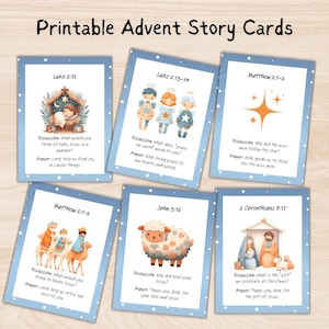 Advent Scripture Cards for Kids, Christmas Story Printable Nativity, Christmas Devotionals for Kids, Christmas Countdown Advent Calendar