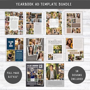 Senior Yearbook Ad Template Bundle: Photo Collage Tribute (Canva Template)