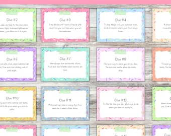Indoor Treasure Hunt Clues Printable Birthday Game, Scavenger Hunt for Kids, Kids Treasure Hunt Clues for Toddlers, Inside Party Games