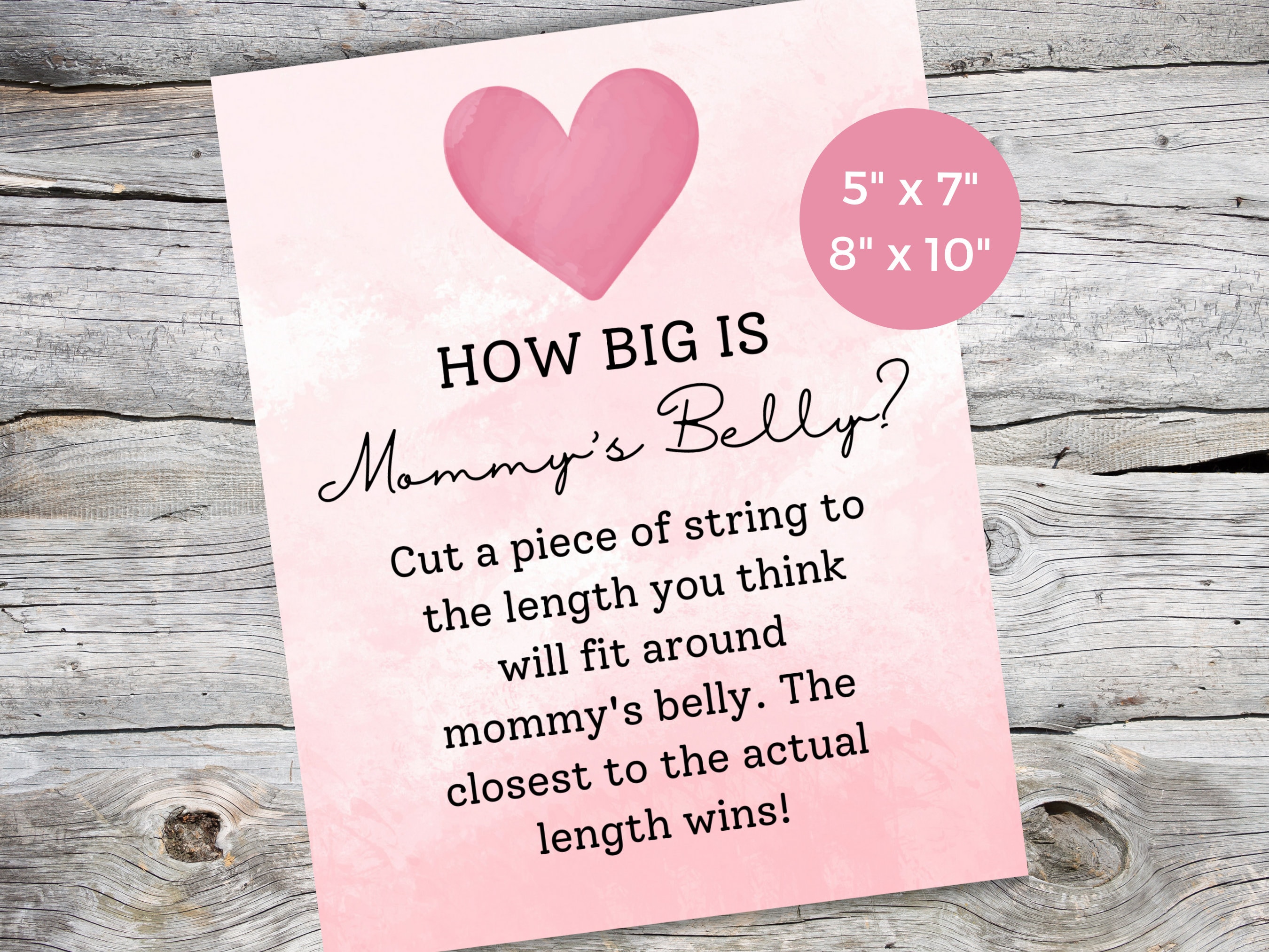 Guess How Big Mommy's Belly is Game Sign and Card, Printable Valentine ...