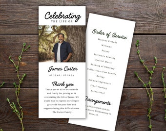 Minimalist Funeral Program Template: Double Sided Order of Service (PDF Download)