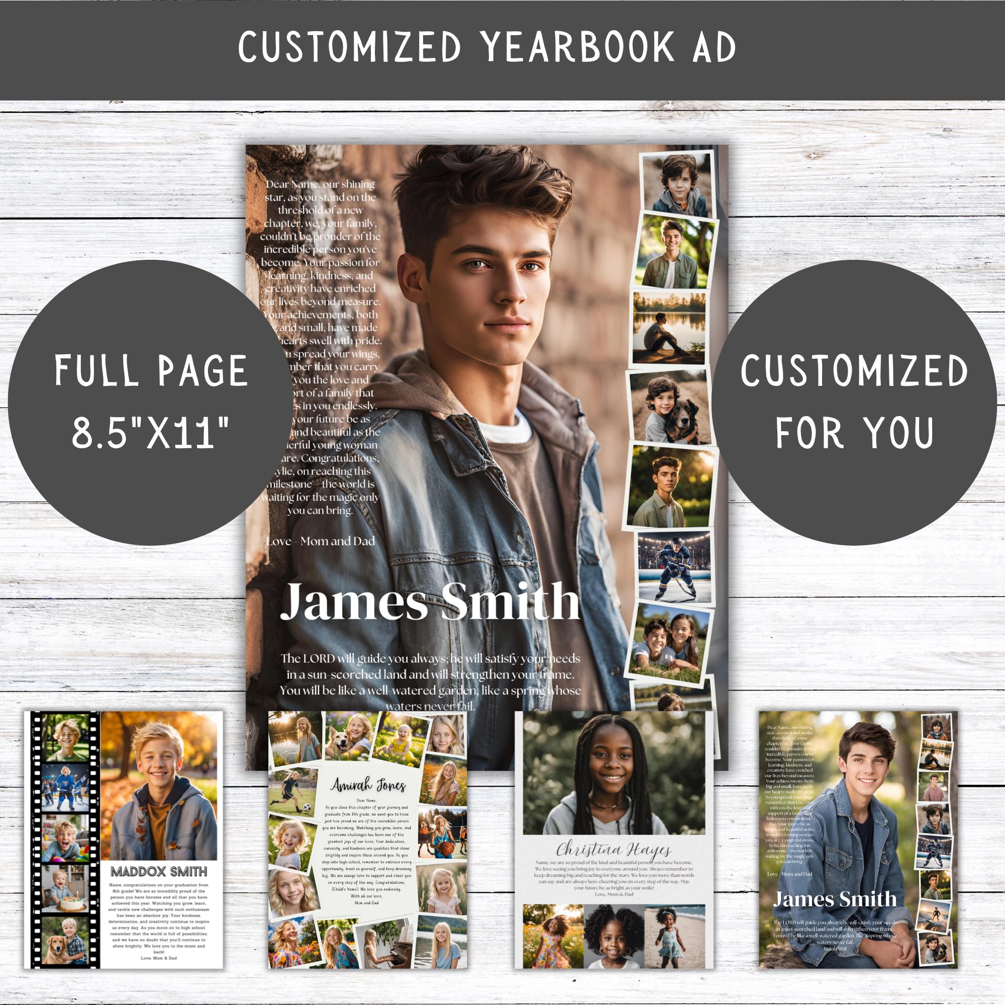 Customized High School Senior Yearbook Ad Template, Full Page Yearbook ...