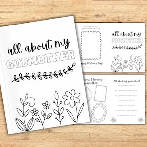 Cadeau fête des mères pour marraine à imprimer, carte à colorier pour marraine, idée cadeau fête des mères, livre d'activités pour enfants, certificat pour la fête des mères