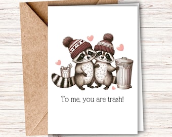 Funny Raccoon Valentines Day Card, To Me You are Trash Anniversary Card, Printable Galentines Card, Last Minute, Valentine for Friend
