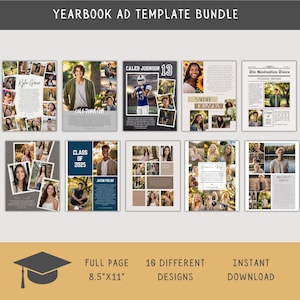 Senior Yearbook Ad Template Full Page Bundle: Photo Collage Tribute (Digital Download)