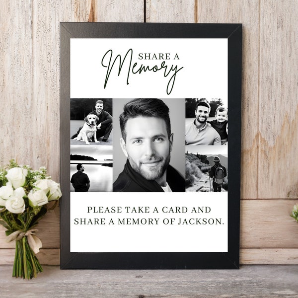 Share a Memory Sign Template, Guest Book Alternative, Memorial Card, Personalized Favorite Memory, Keepsake Funeral, Minimalist Funeral Sign