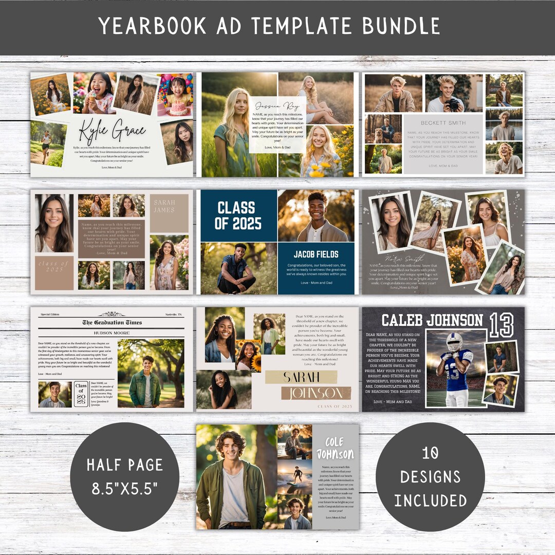 High School Senior Half Page Yearbook Ad Template Bundle, Yearbook Ad ...