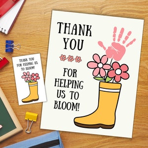 Teacher Appreciation Handprint Art Printable, Personalized Handprint Teacher End of Year Gift from Student, Last Minute Teacher Thank You