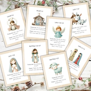 Advent Christmas Story Cards, Printable Advent Scripture for Kids, Christmas Story Printable Nativity, Christmas Countdown Advent Calendar