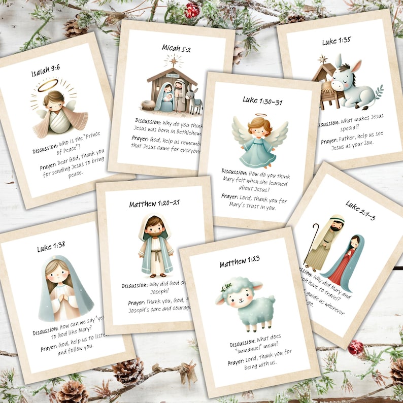 Bible Advent Calendar for Kids, Printable Advent Scripture Cards for ...