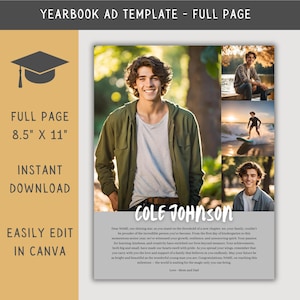 Senior Yearbook Ad Template: Full Page Tribute (Digital Download)