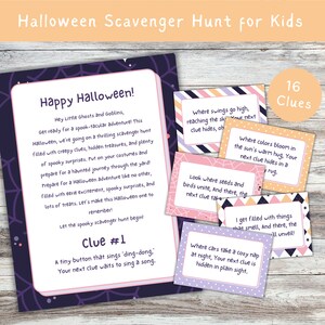 Outdoor Halloween Scavenger Hunt for Kids, Halloween Treasure Hunt Clue Cards, Printable Halloween Activities for Kids, Halloween Party Game