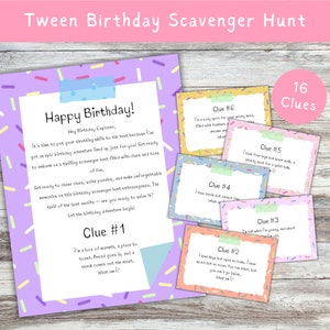 Birthday Scavenger Hunt for Teens, Sprinkles Treasure Hunt for Older Kids Tweens, Indoor Treasure Hunt Clues Printable, Birthday Game