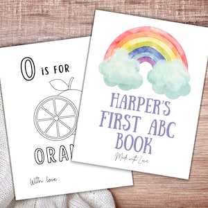 Personalized Baby Alphabet Coloring Book: Rainbow ABC (Digital Download)