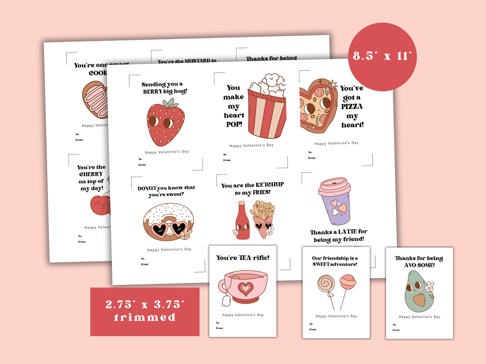 Printable Retro Pun Valentine's Day Cards, Small Printable Valentines ...