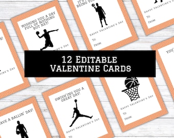 Printable Basketball Valentines Day Card, Basketball Pun Valentine Cards for Kids, School Valentine Tags Printable Cutouts for Classroom